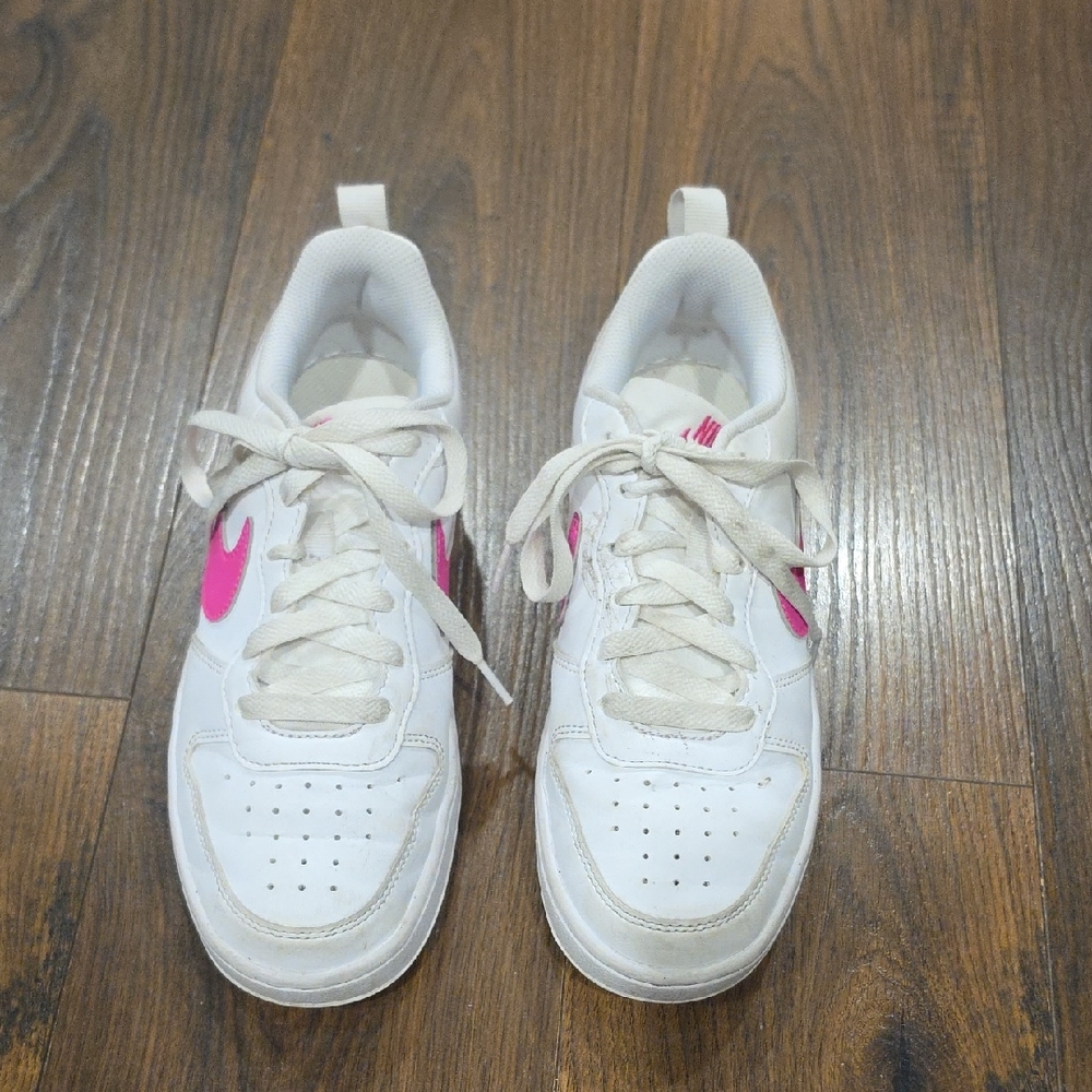 Girl's size 4.5Y Pink and White Sneakers. In Good Condition.